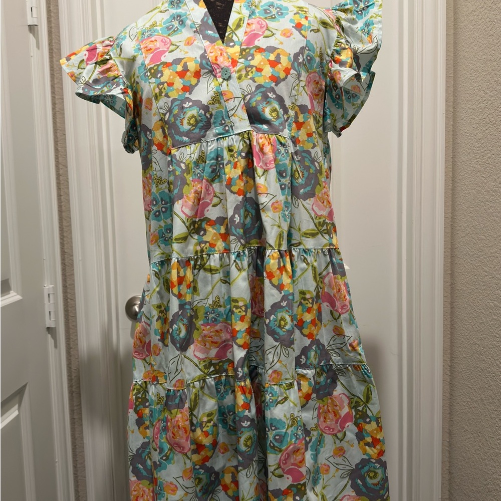 Uncle Frank Floral Ruffle Sleeve Dress